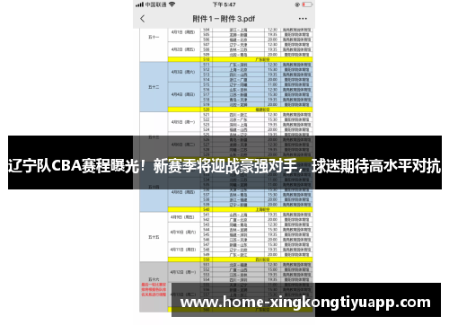 辽宁队CBA赛程曝光！新赛季将迎战豪强对手，球迷期待高水平对抗